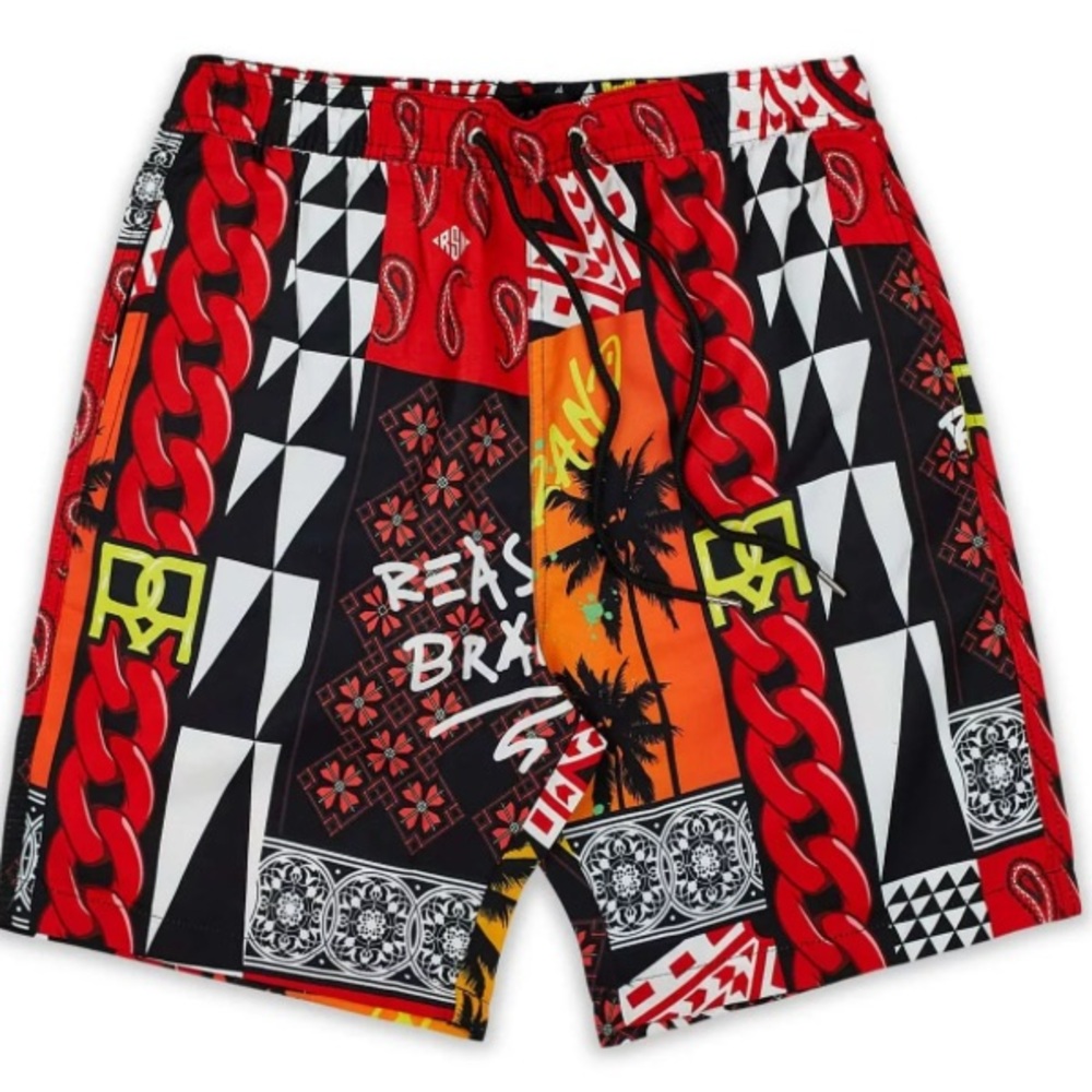 Colorful Geometric Design Swim Trunks - Picture 2 of 6